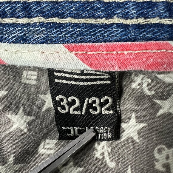 Jordan Craig Artisan Jean Men 33x32 Distressed USA Theme Blue Faded Cotton Denim - Picture 7 of 16